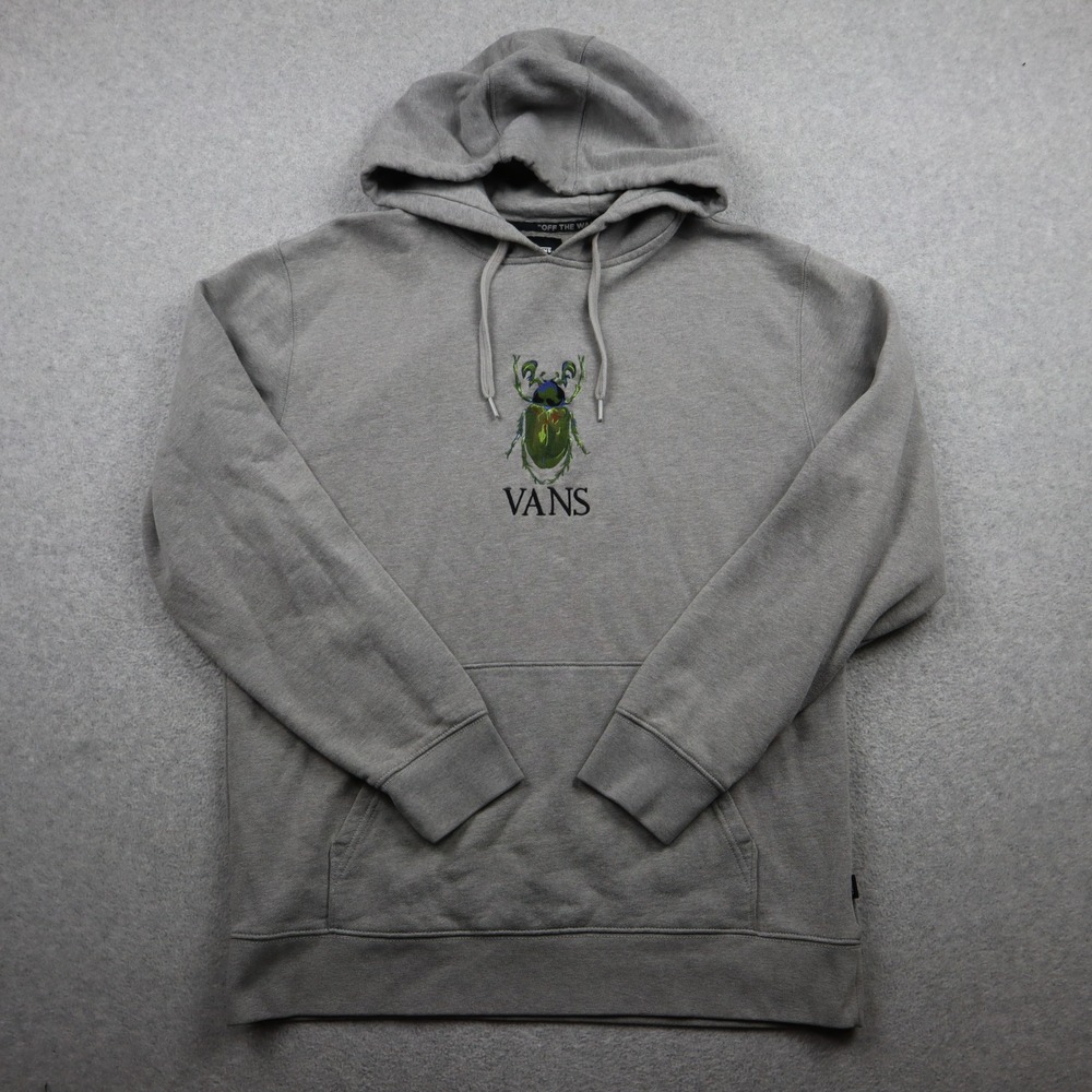 Vans Hoodie Mens Large Gray Embroidered Beetle Graphic Pullover Skateboarding